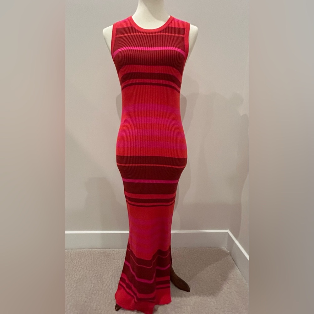 Evereve Vibrant Pink and Red Bodycon Maxi Dress